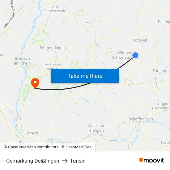 Gemarkung Deißlingen to Tunsel map