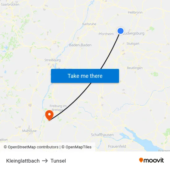Kleinglattbach to Tunsel map