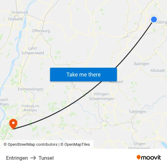 Entringen to Tunsel map
