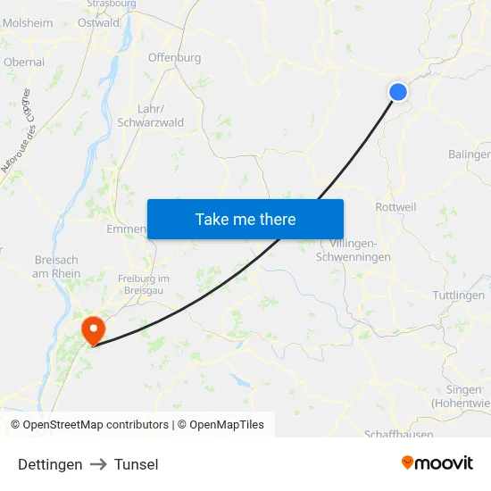 Dettingen to Tunsel map