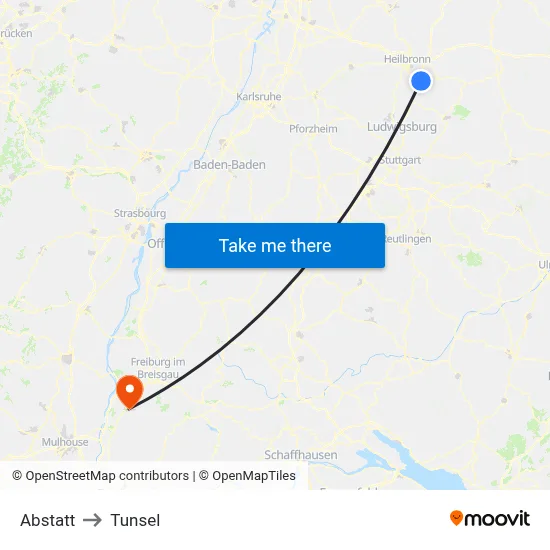Abstatt to Tunsel map
