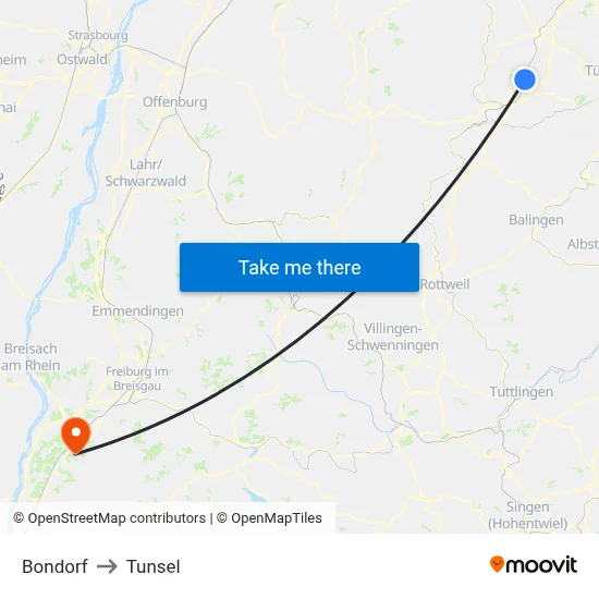 Bondorf to Tunsel map