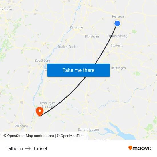 Talheim to Tunsel map