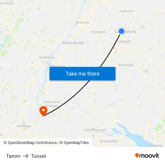 Tamm to Tunsel map
