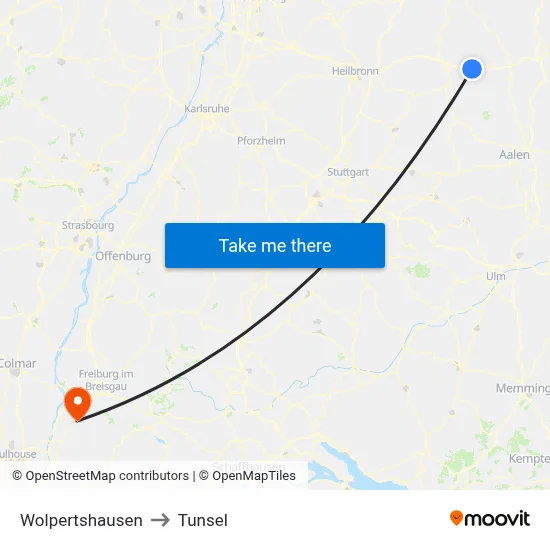 Wolpertshausen to Tunsel map