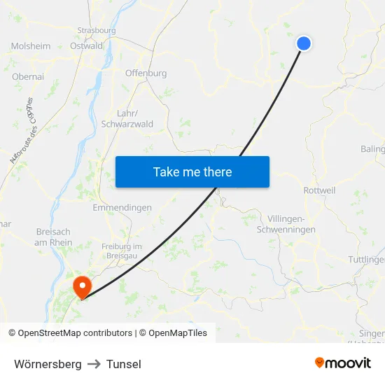 Wörnersberg to Tunsel map