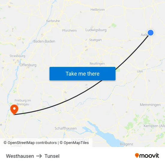 Westhausen to Tunsel map