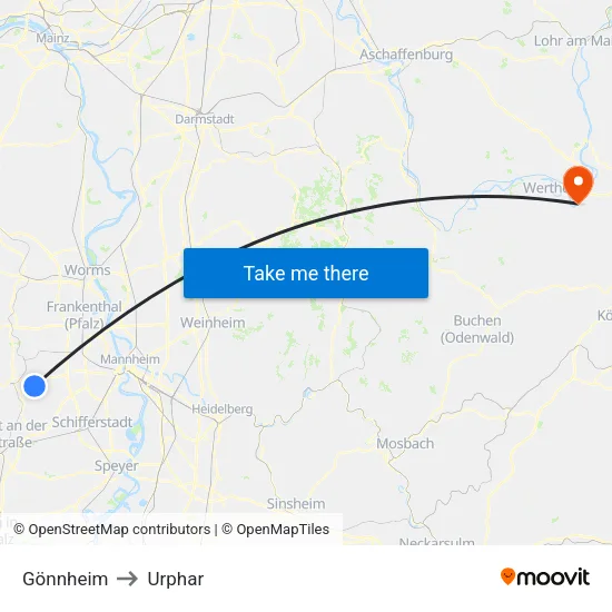 Gönnheim to Urphar map