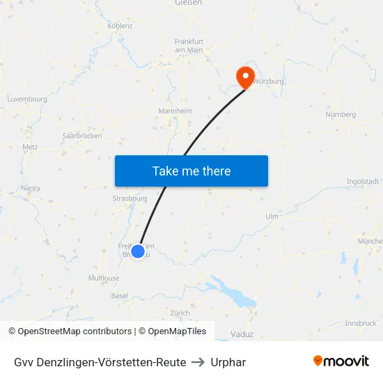 Gvv Denzlingen-Vörstetten-Reute to Urphar map