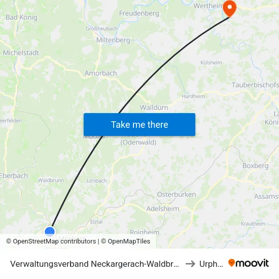 Verwaltungsverband Neckargerach-Waldbrunn to Urphar map