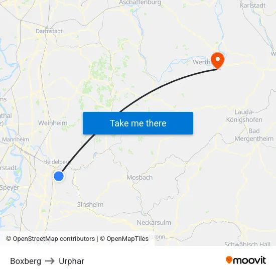 Boxberg to Urphar map