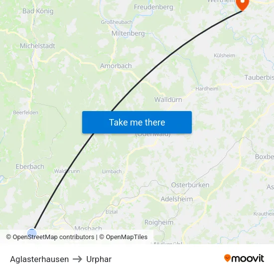 Aglasterhausen to Urphar map