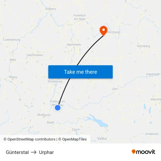 Günterstal to Urphar map