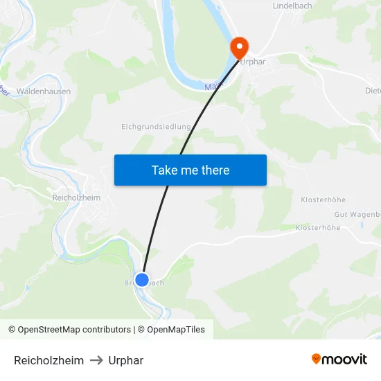Reicholzheim to Urphar map