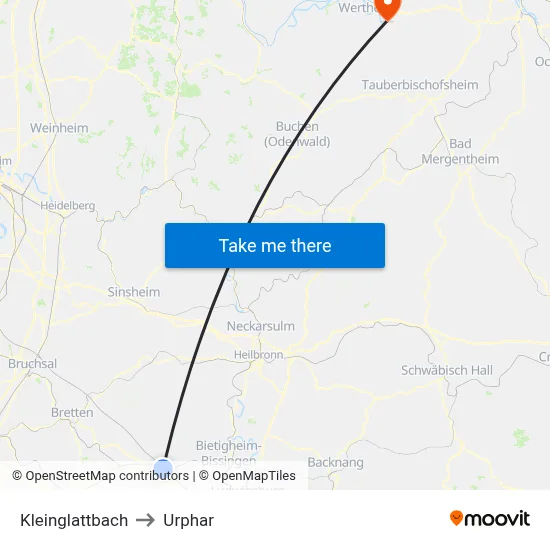 Kleinglattbach to Urphar map