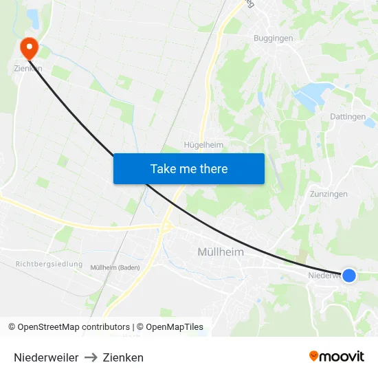 Niederweiler to Zienken map
