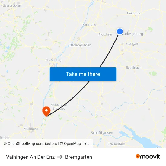 Vaihingen An Der Enz to Bremgarten map