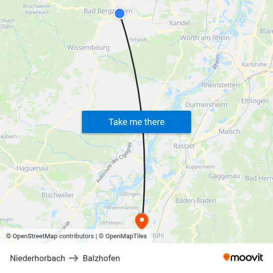 Niederhorbach to Balzhofen map