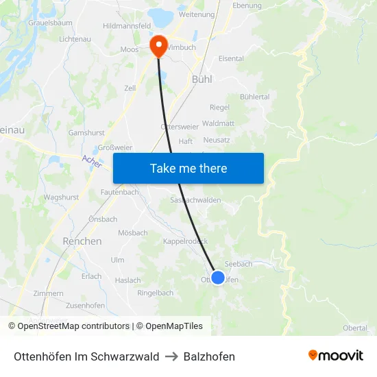Ottenhöfen Im Schwarzwald to Balzhofen map