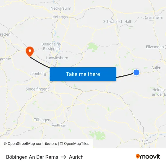 Böbingen An Der Rems to Aurich map