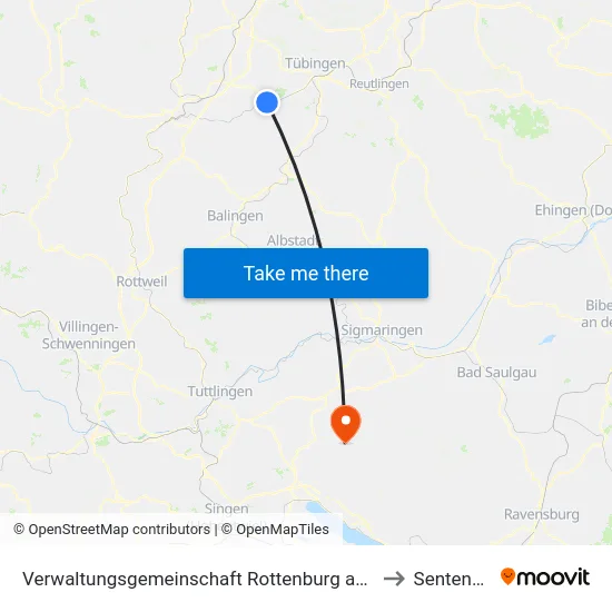 Verwaltungsgemeinschaft Rottenburg am Neckar to Sentenhart map