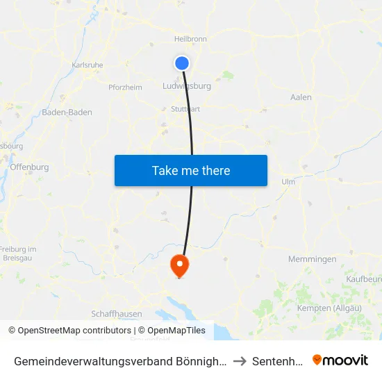 Gemeindeverwaltungsverband Bönnigheim to Sentenhart map