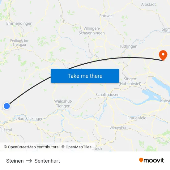 Steinen to Sentenhart map