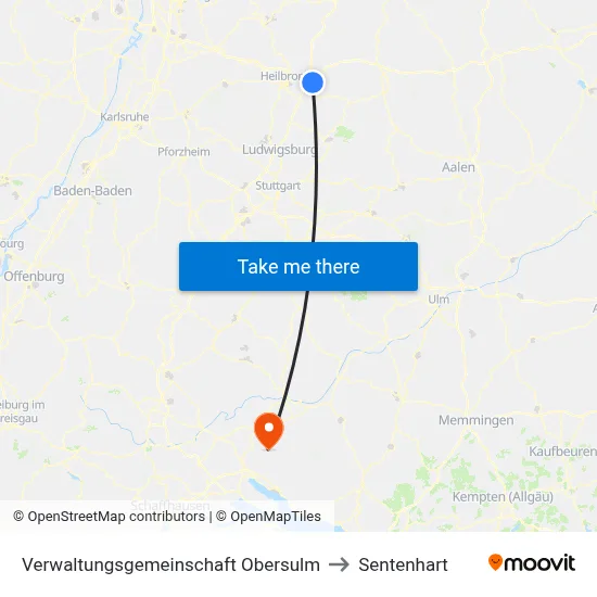 Verwaltungsgemeinschaft Obersulm to Sentenhart map