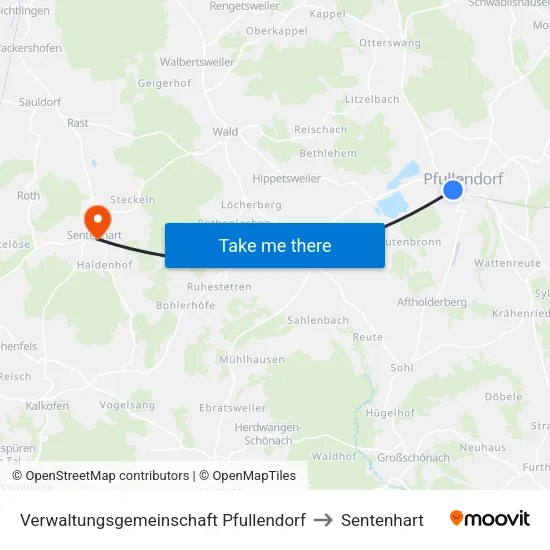 Verwaltungsgemeinschaft Pfullendorf to Sentenhart map