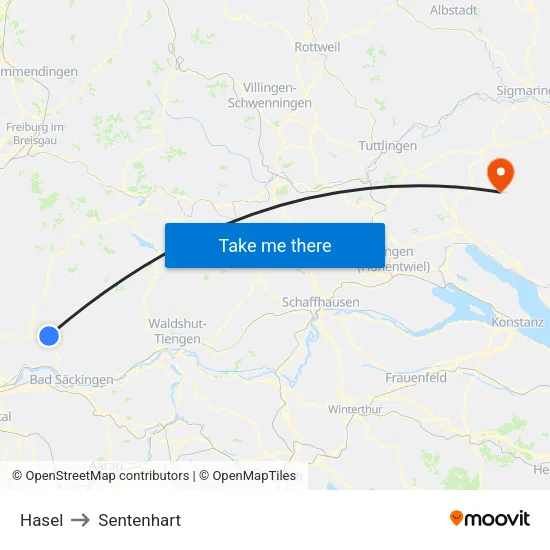 Hasel to Sentenhart map