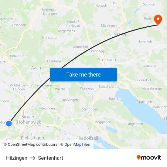 Hilzingen to Sentenhart map