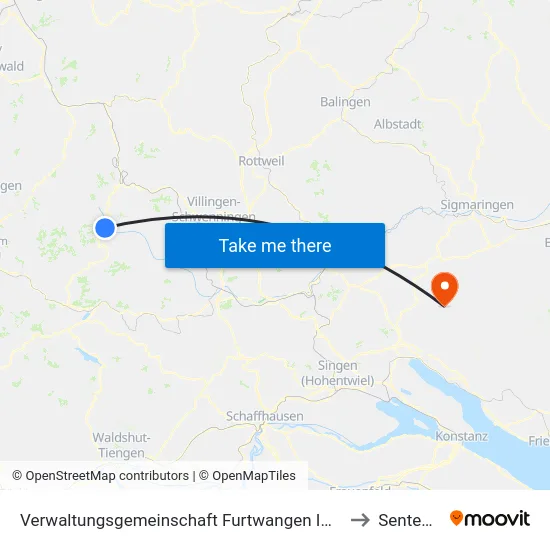 Verwaltungsgemeinschaft Furtwangen Im Schwarzwald to Sentenhart map