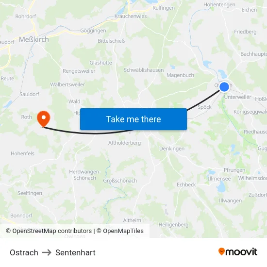 Ostrach to Sentenhart map