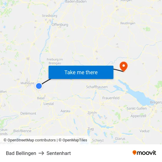 Bad Bellingen to Sentenhart map
