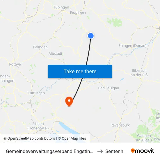Gemeindeverwaltungsverband Engstingen to Sentenhart map