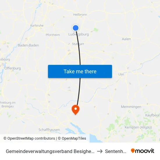 Gemeindeverwaltungsverband Besigheim to Sentenhart map
