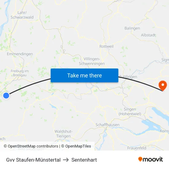 Gvv Staufen-Münstertal to Sentenhart map
