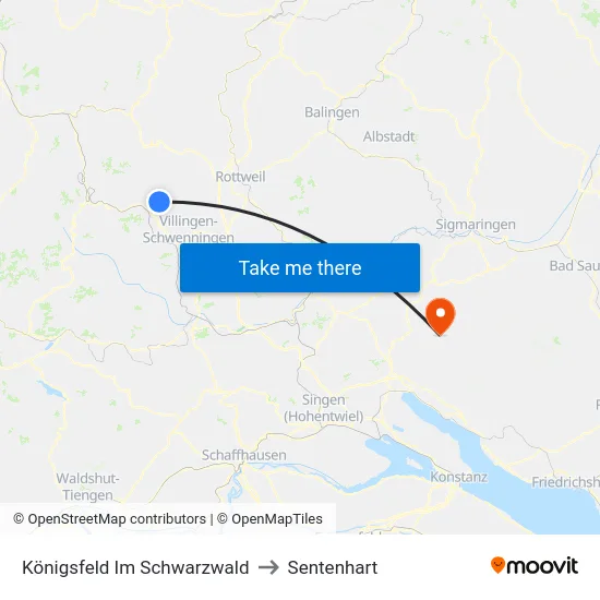 Königsfeld Im Schwarzwald to Sentenhart map