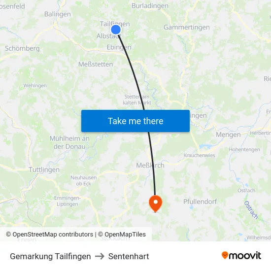 Gemarkung Tailfingen to Sentenhart map