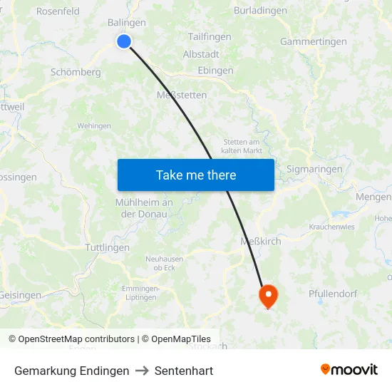 Gemarkung Endingen to Sentenhart map
