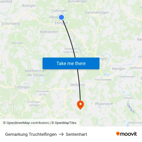Gemarkung Truchtelfingen to Sentenhart map