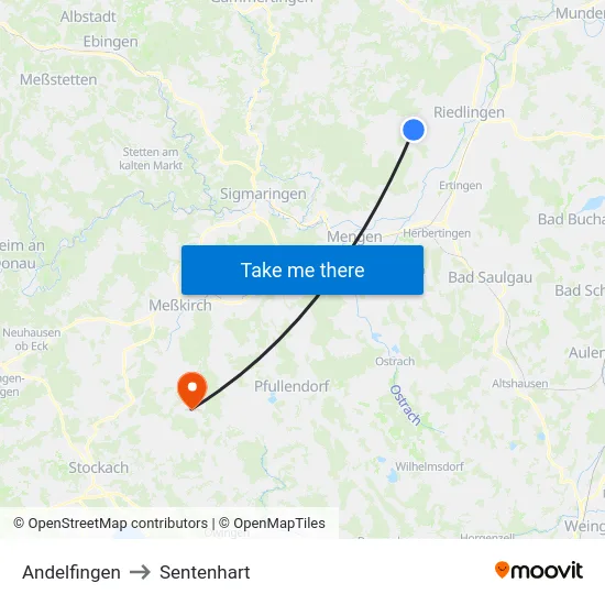 Andelfingen to Sentenhart map