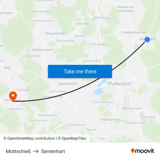 Mottschieß to Sentenhart map