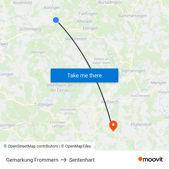 Gemarkung Frommern to Sentenhart map