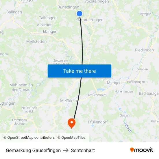 Gemarkung Gauselfingen to Sentenhart map
