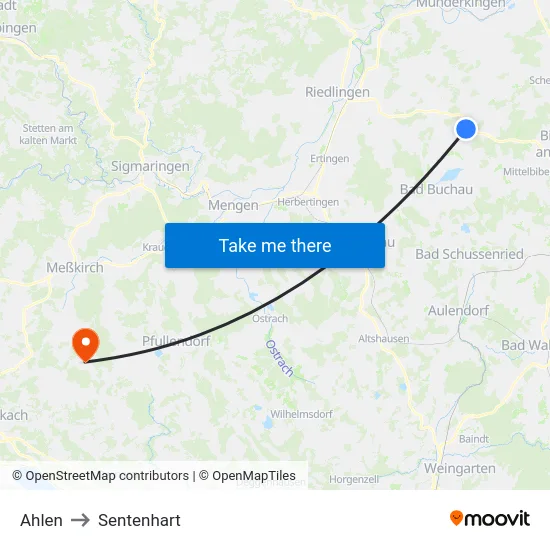 Ahlen to Sentenhart map