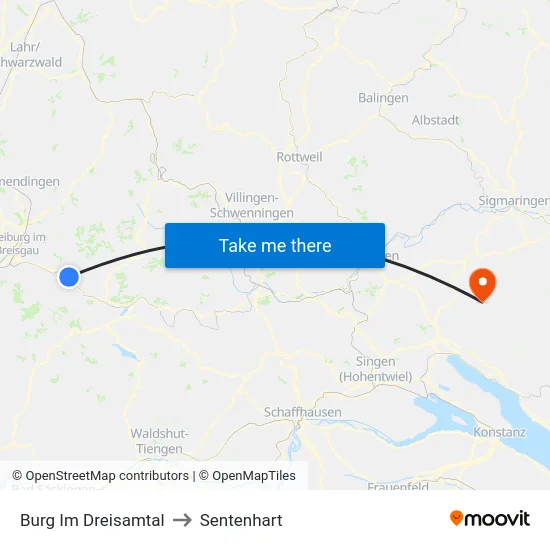 Burg Im Dreisamtal to Sentenhart map