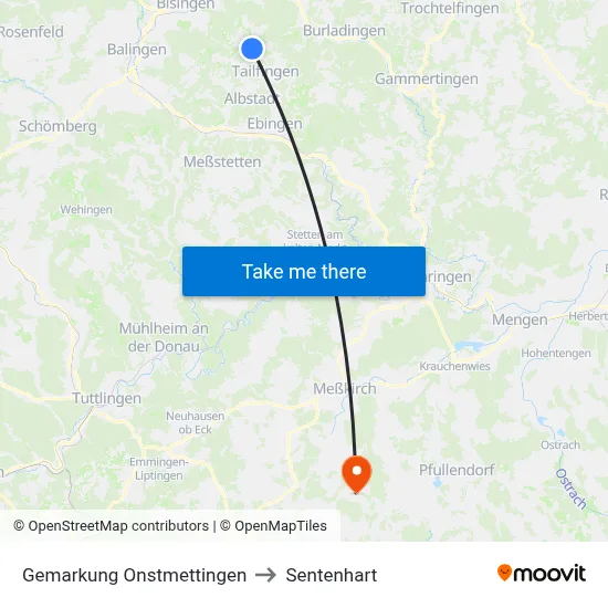 Gemarkung Onstmettingen to Sentenhart map