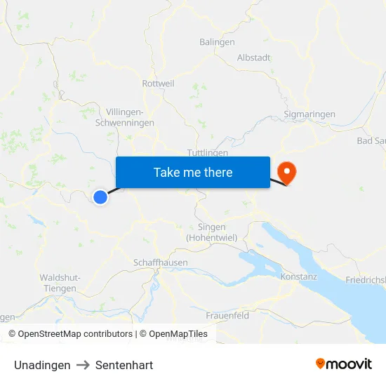 Unadingen to Sentenhart map