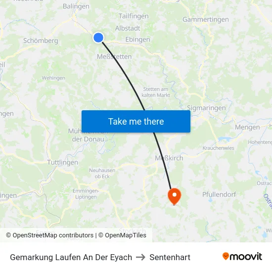 Gemarkung Laufen An Der Eyach to Sentenhart map